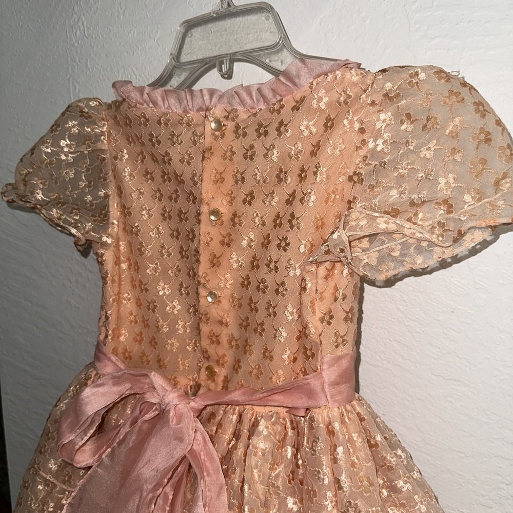 Vintage Sweet N Sassy Dress Peach Ruffles 80s 1980s Layered Pageant Cottagecore - Picture 6 of 16